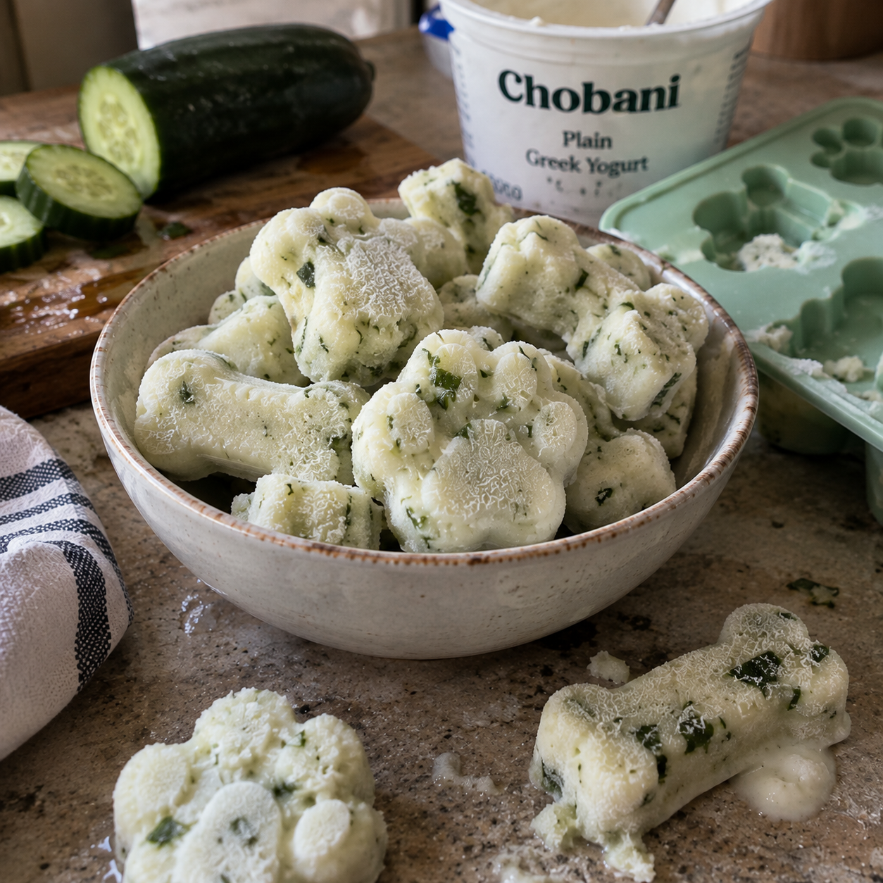 Frozen Cucumber Yogurt Dog Treats