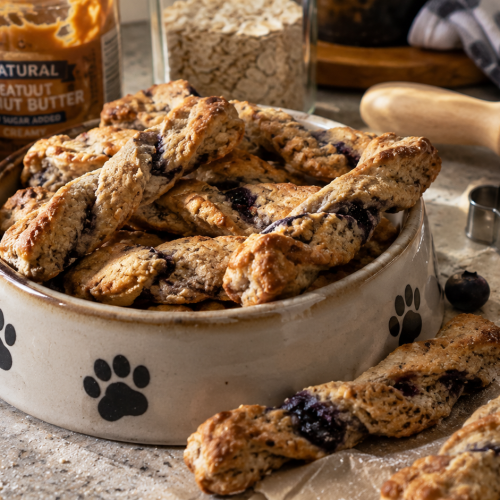 Blueberry and Peanut Butter Twists for Dogs